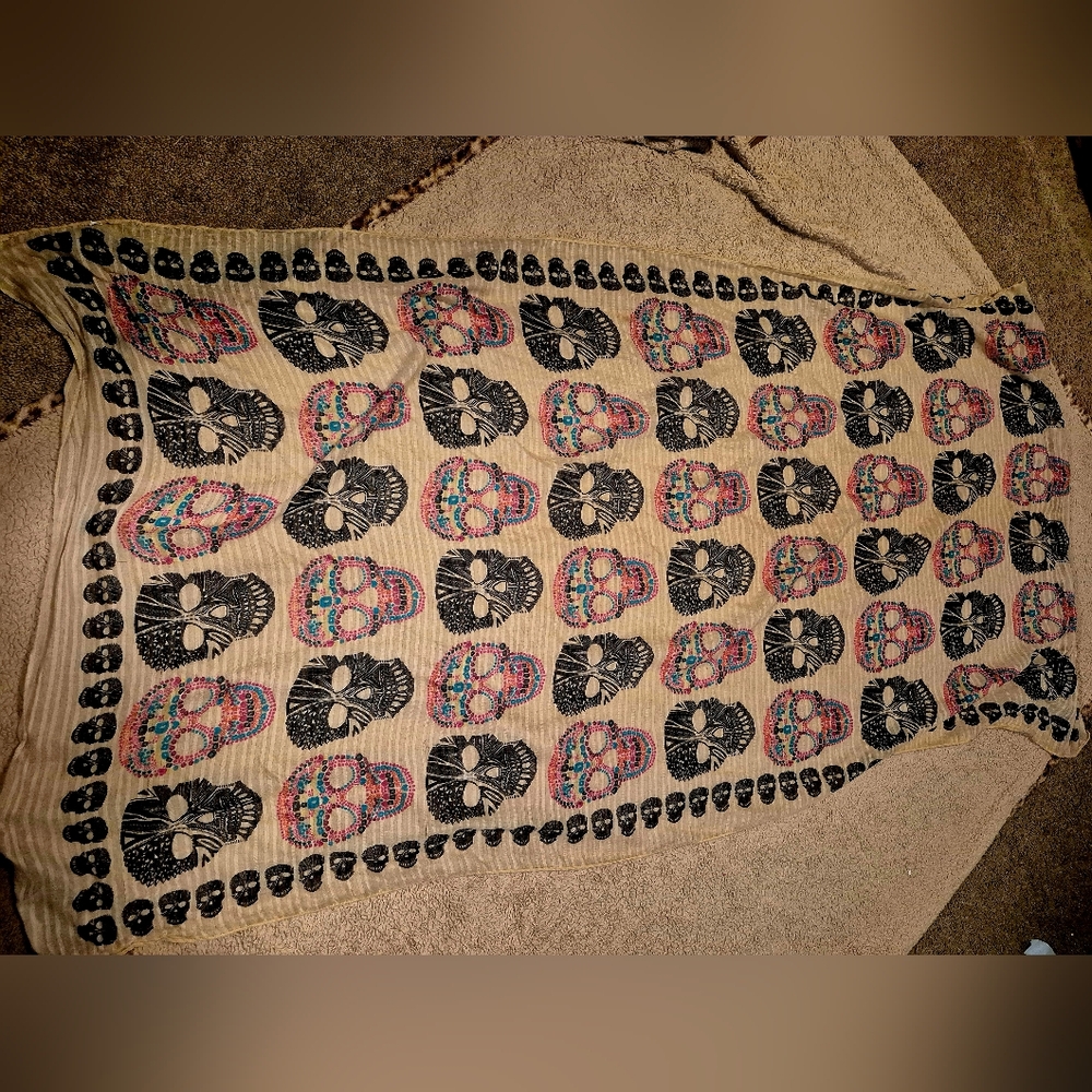 Skull Infinity Scarf Wrap 36"x71"